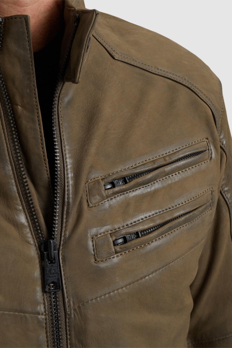 Vanguard short jacket sheep veg leather